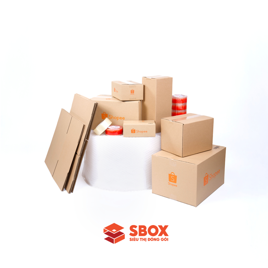 Combo 120 thùng carton đóng hàng giá xưởng - 20x10x8cm - logo Shopee hoặc hộp trơn - Giao số lượng lớn