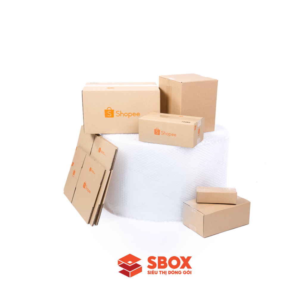 Combo 120 thùng carton đóng hàng giá xưởng - 20x10x8cm - logo Shopee hoặc hộp trơn - Giao số lượng lớn