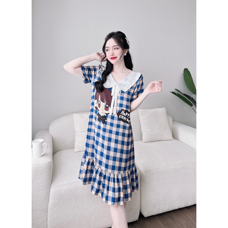Đầm lụa viền hoạ tiết siêu xinh xắn