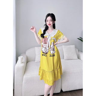 Đầm lụa viền hoạ tiết siêu xinh xắn