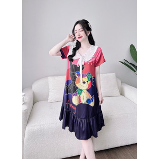 Đầm lụa viền hoạ tiết siêu xinh xắn