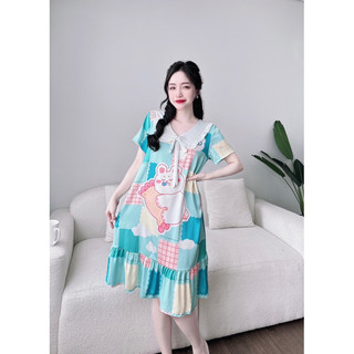 Đầm lụa viền hoạ tiết siêu xinh xắn