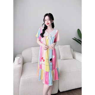 Đầm lụa viền hoạ tiết siêu xinh xắn