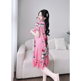 Đầm lụa viền hoạ tiết siêu xinh xắn