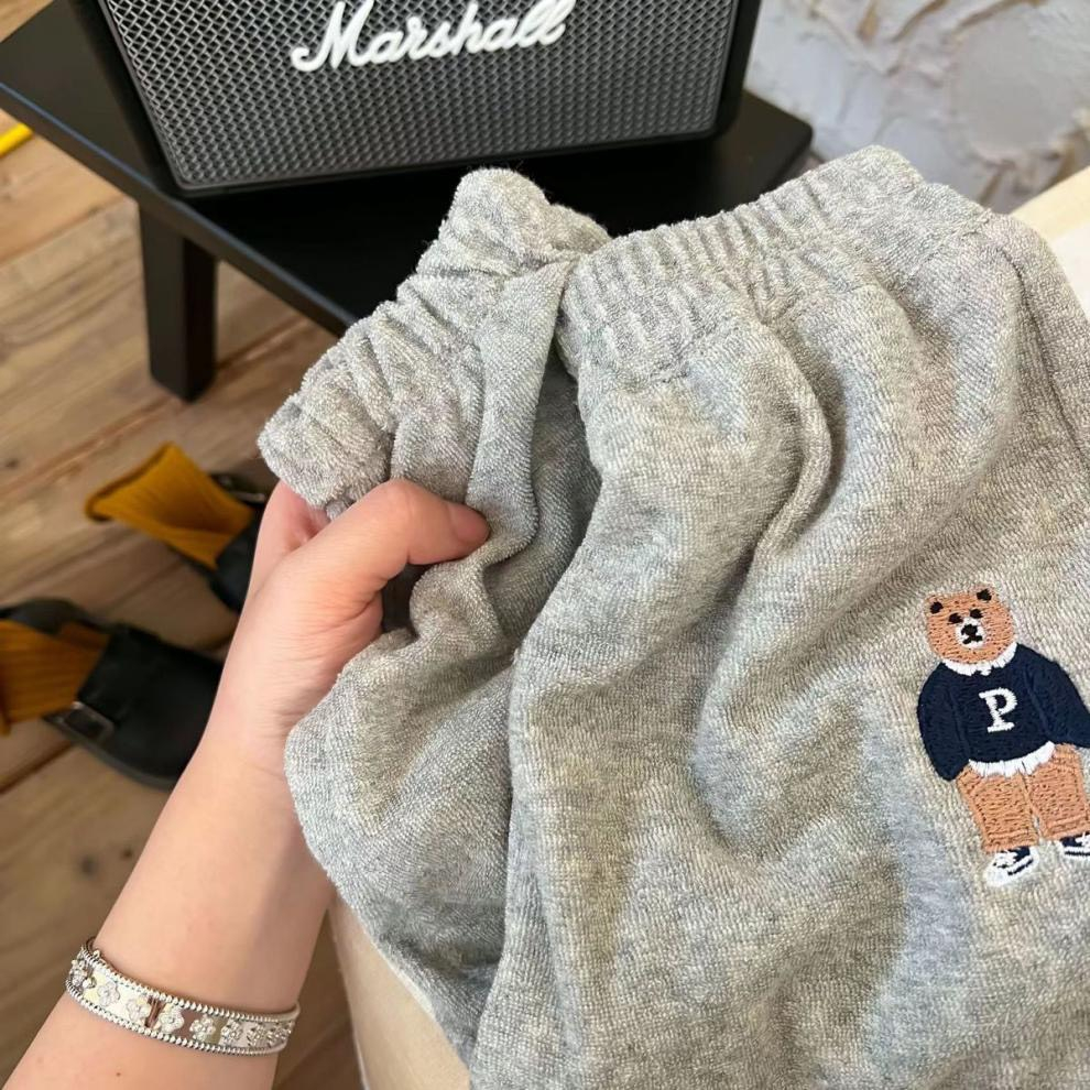 Quần dài cho bé trai bé gái BAE KIDS 11kg đến 34kg thêu gấu nỉ mềm