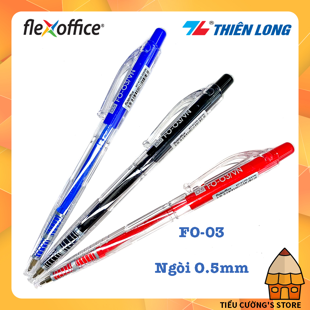 ✒️ Bút Bi Thiên Long Flexoffice FO-03 màu xanh - đỏ - đen bán chạy trong giới học sinh