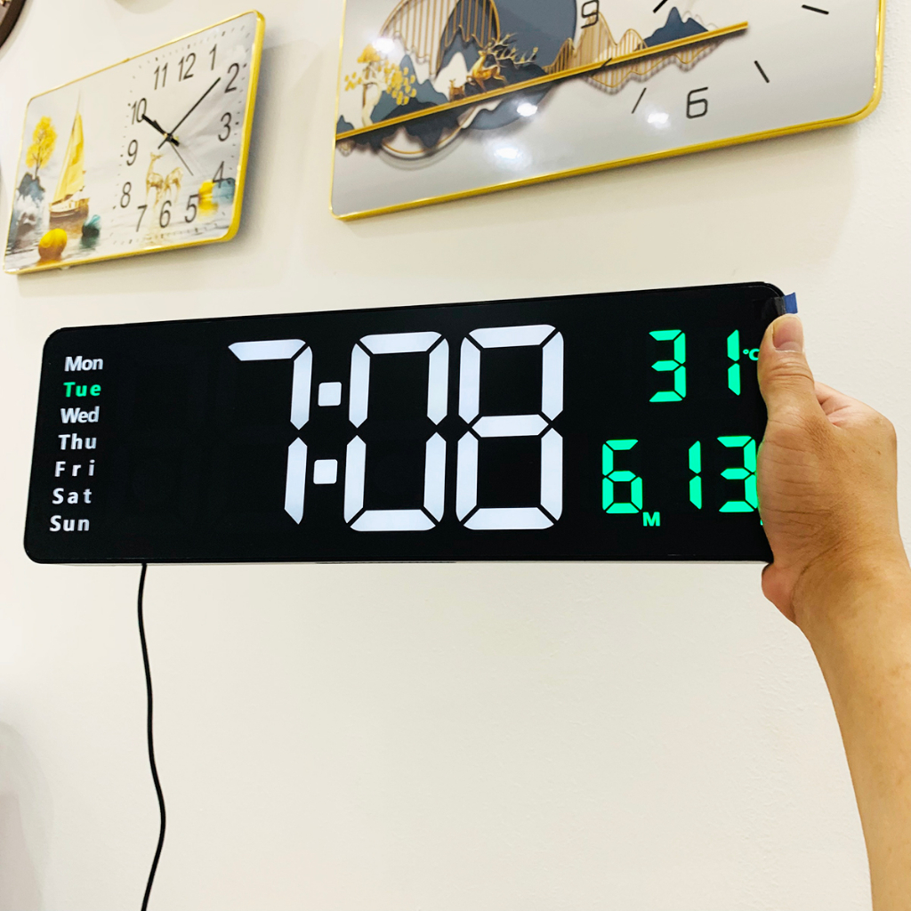 Đồng hồ điện tử treo tường - BH 12 Tháng - Đồng hồ LED treo tường size lớn, có báo thức, thứ, ngày tháng, nhiệt độ