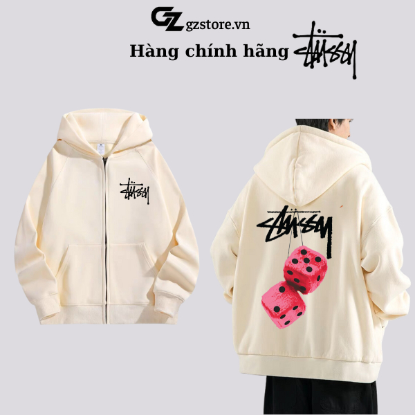 Áo khoác hoodie zip Stussy chính hãng chất nỉ cao cấp unisex nam nữ basic  form rộng oversize local brand 207HD | BigBuy360 - bigbuy360.vn