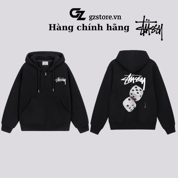 Áo khoác hoodie zip Stussy chính hãng chất nỉ cao cấp unisex nam nữ basic  form rộng oversize local brand 207HD | BigBuy360 - bigbuy360.vn