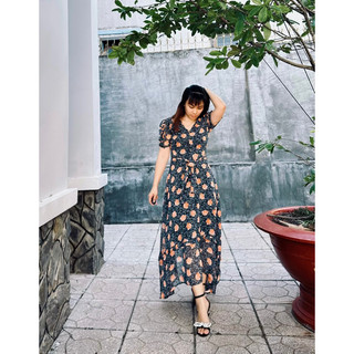 Đầm MS hoa cam voan