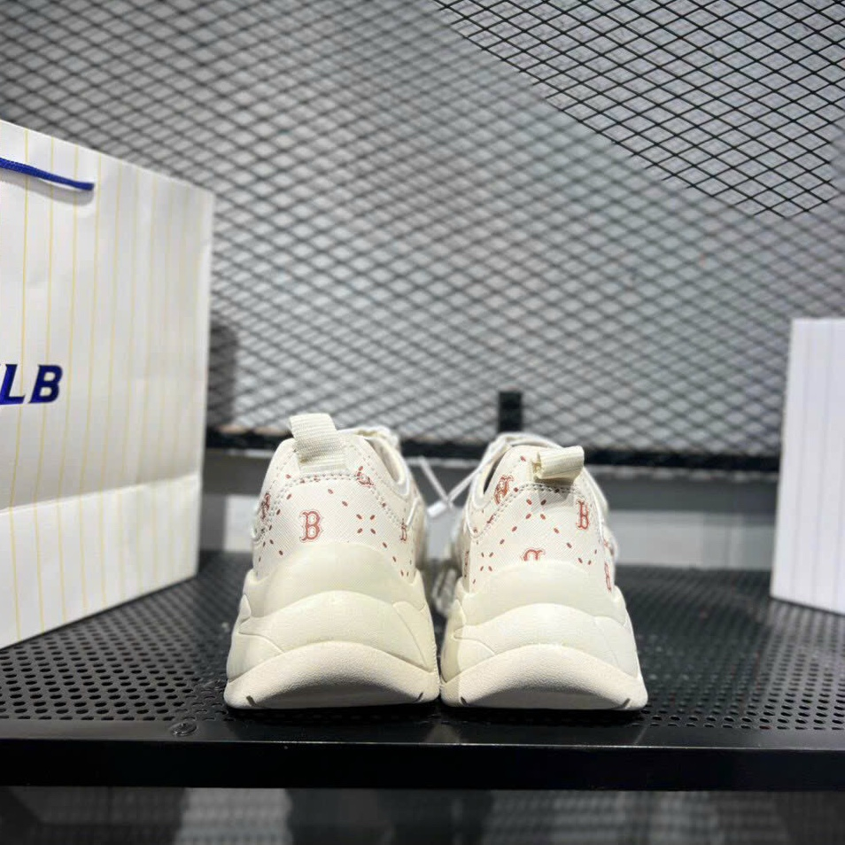 Giày nam nữ MLB Sandal trắng Mono chữ B nâu đế cao mới, giày dép MLB Sandal quai dán da trơn cao cấp Chuns store