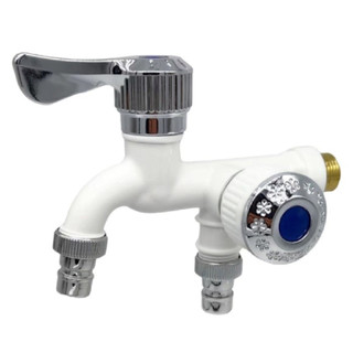 Vòi nước nhựa 2 đầu ra đa năng, vòi nước đôi chia 2 đầu van cổng xả độc lập