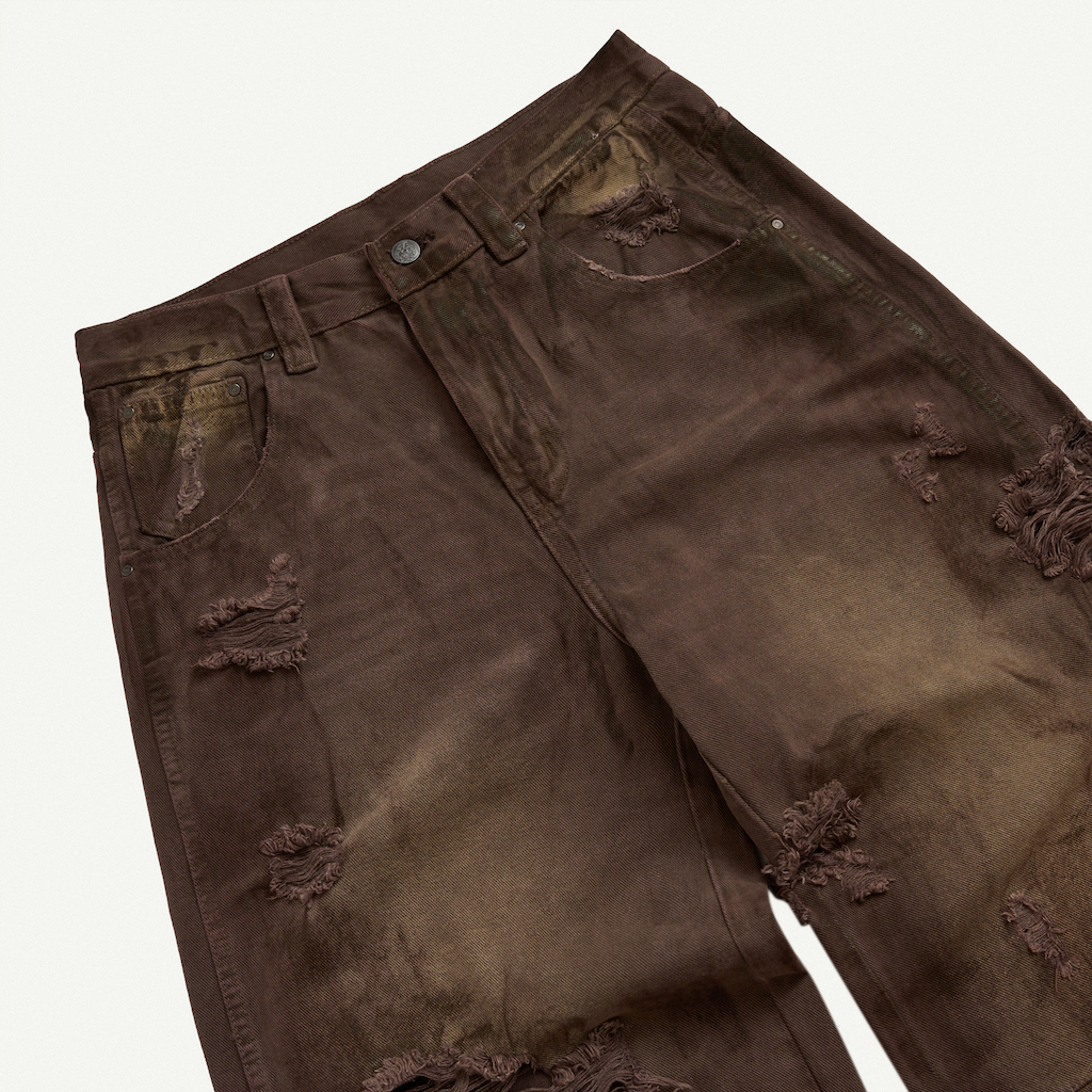 TRASH JEANS BROWN / Quần jeans cạp trễ / GAMBLE WORLDWIDE