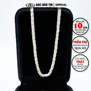 Dây chuyền bạc vảy rồng bo hai đầu nam Bảo Tín Thanh Thủy, dài 49.5 cm đường kính 0.35 cm trọng lượng bạc 6.556 chỉ