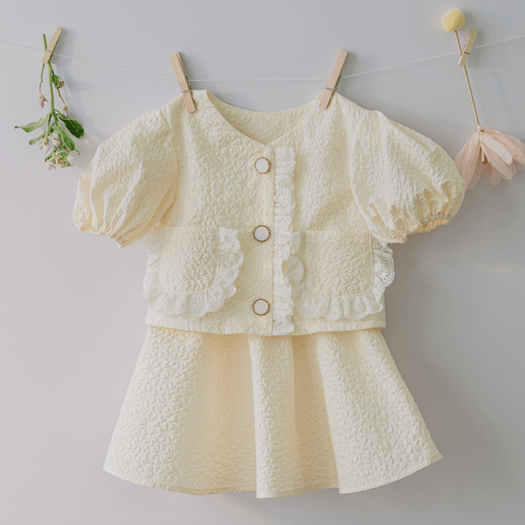 Bộ cộc tay cho bé Sora.bébé Sunnia Set áo croptop kết hợp chân váy xòe đáng yêu