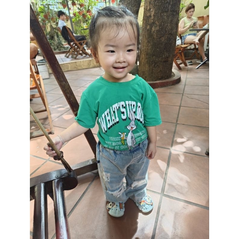 Set jean bé gái hình thỏ