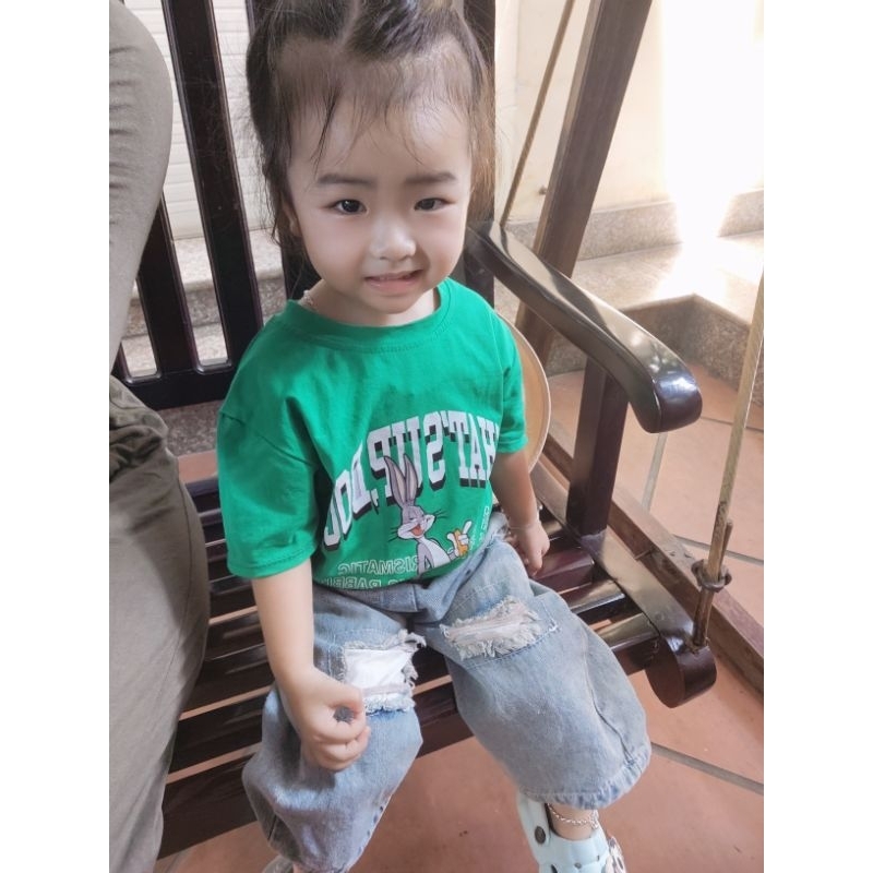 Set jean bé gái hình thỏ