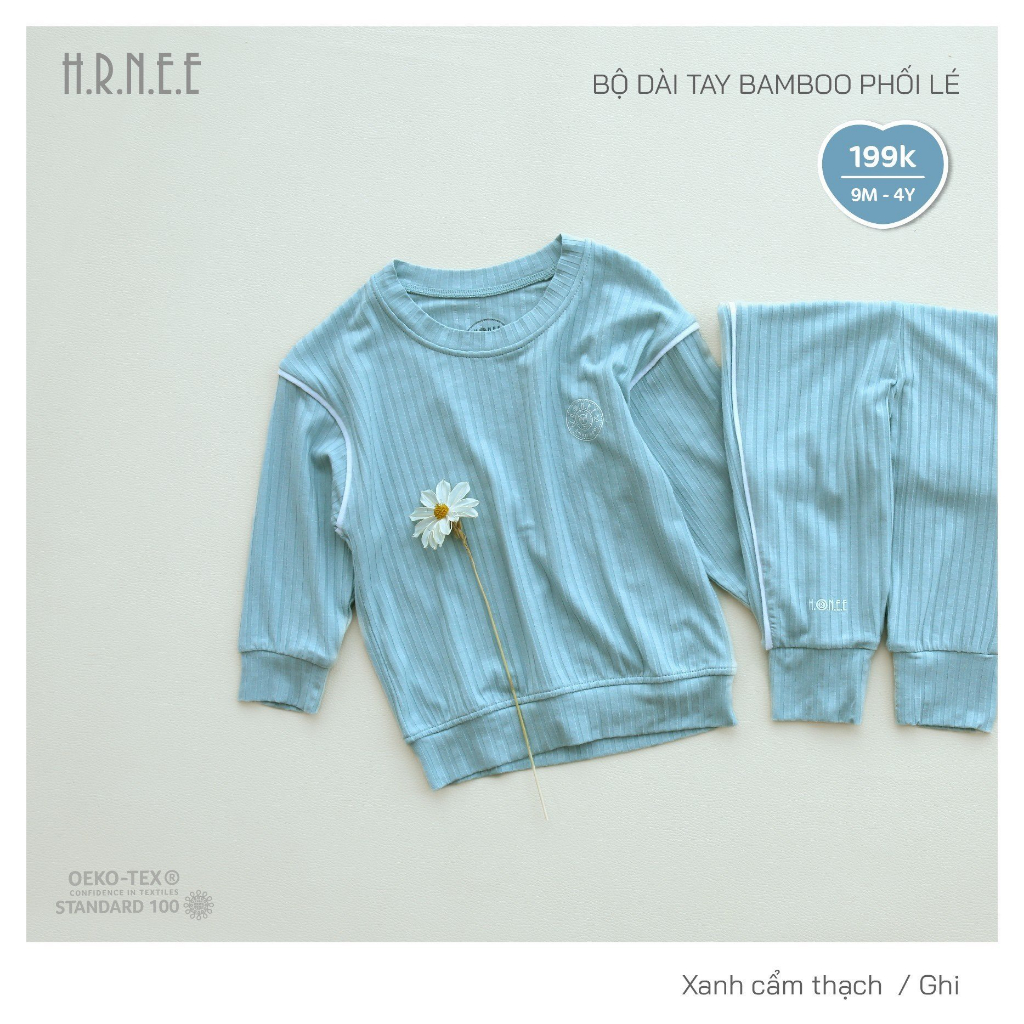 Bộ dài tay bamboo sợi tre Hrnee cho bé tù 5 tháng đến 4 tuổi( dưới 16kg)