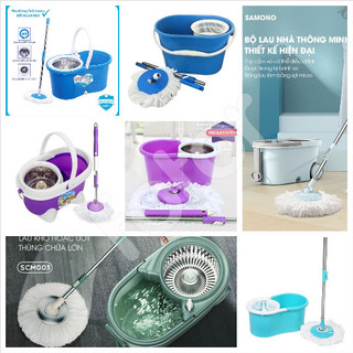 [FREESHIP] BỘ LAU NHÀ 360 ĐỘ LỒNG INOX, NHỰA, CHÂN TRỤ, SAMONO SCM003 - SCM012