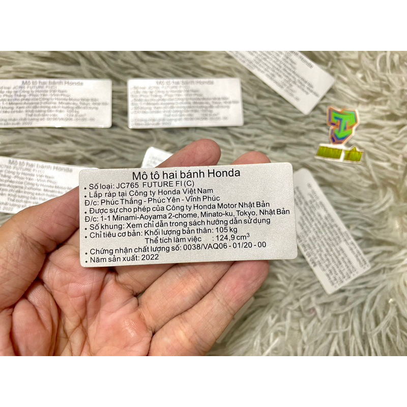 Bộ tem thông số zin Future 125i 2022-2023, hàng zin chuẩn nét