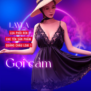 Váy ngủ lụa phối ren cao cấp đồ ngủ sexy gợi cảm quyến rũ