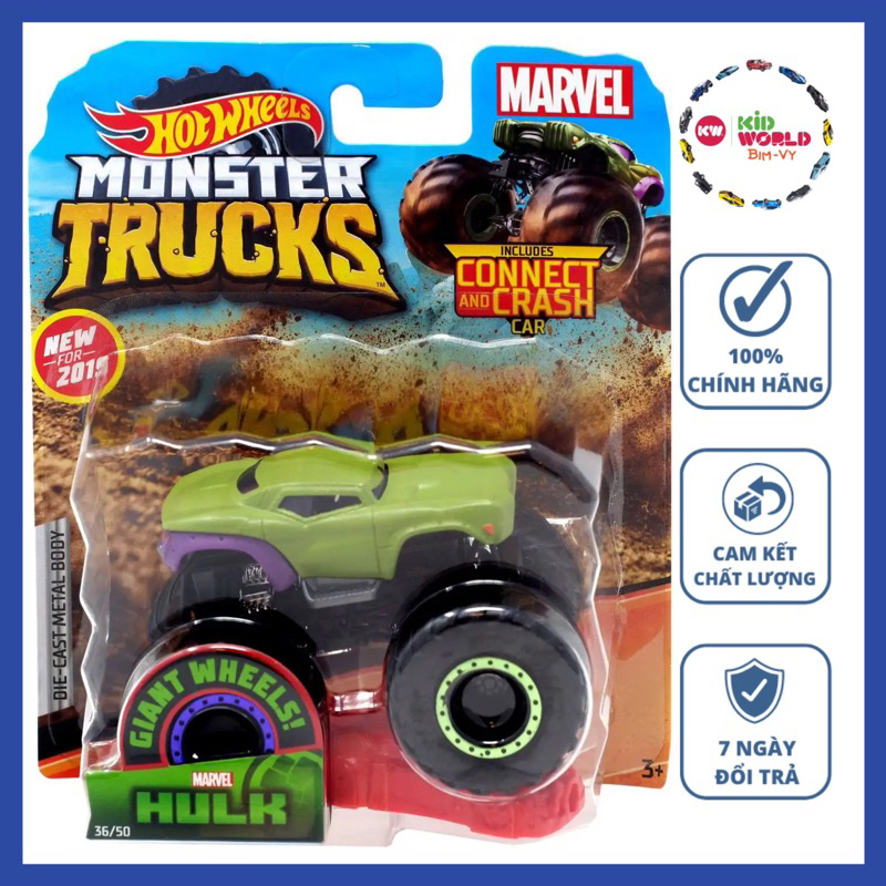 Xe mô hình Hot Wheels Monster Trucks Crushable Car Hulk GJF43.
