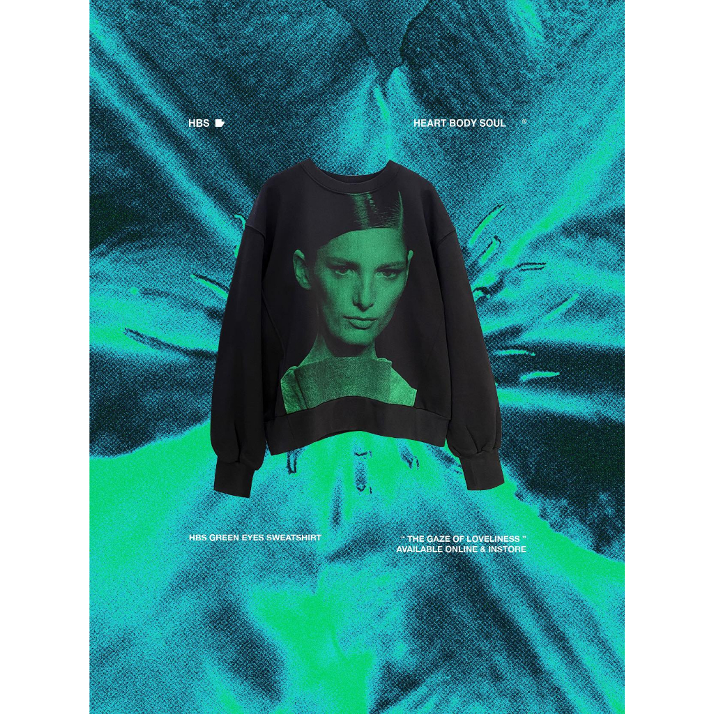 Áo sweater nỉ da cá HBS GREEN EYES SWEATSHIRT