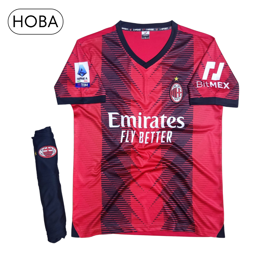 Bộ quần áo bóng đá đồ đá banh CLB AC Milan đỏ đen