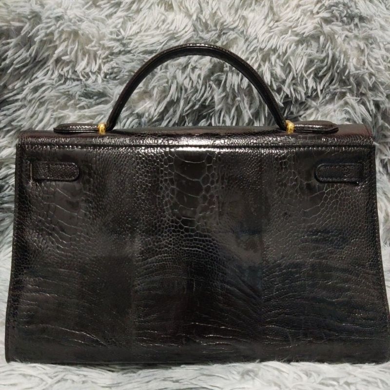 Túi M68 si tuyển Nhật da chân đà điểu thật phom hộp đứng 30cmx20cmx12cm