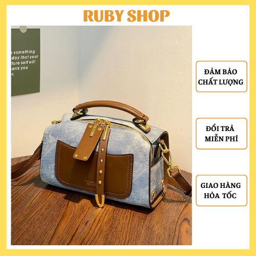 Túi xách nữ đeo vai Boston phối đinh thời trang cao cấp MSP104 - RUBY SHOP