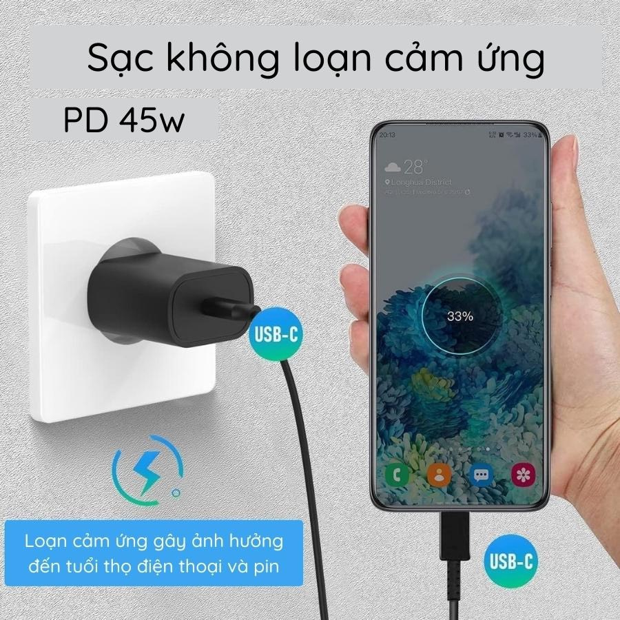 Bộ Sạc Nhanh SS 45W, Công Nghệ PD, Cổng Type C, Không Giật Lag, Đảm Bảo An Toàn - HiTech