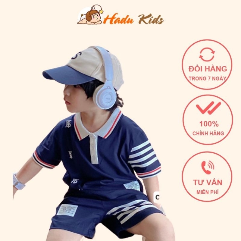 Set bộ quần áo bé trai polo Công tử Hàn Quốc size đại 14-30kg Đồ hè trẻ em từ 3-10 tuổi Hadukids