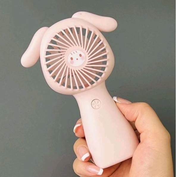 3 Màu Quạt Sạc Tích Điện Mini Cầm Tay Để Bàn Tai Cún Dài Mã 677