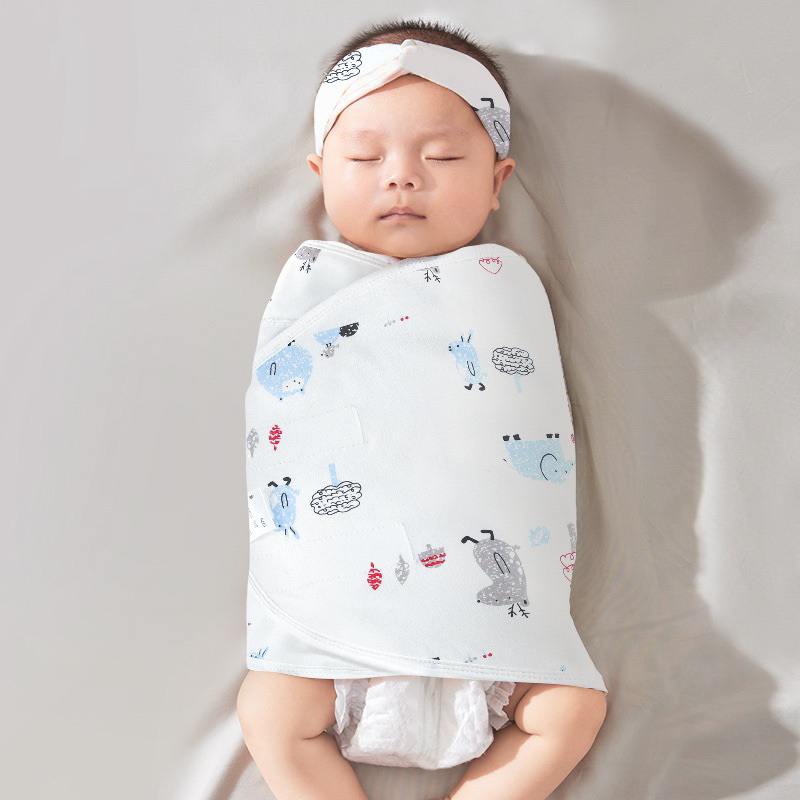 Khăn quấn cho bé sơ sinh chống giật mình, chất liệu cotton 2 lớp mềm mịn an toàn cho làn da bé kt 35*80