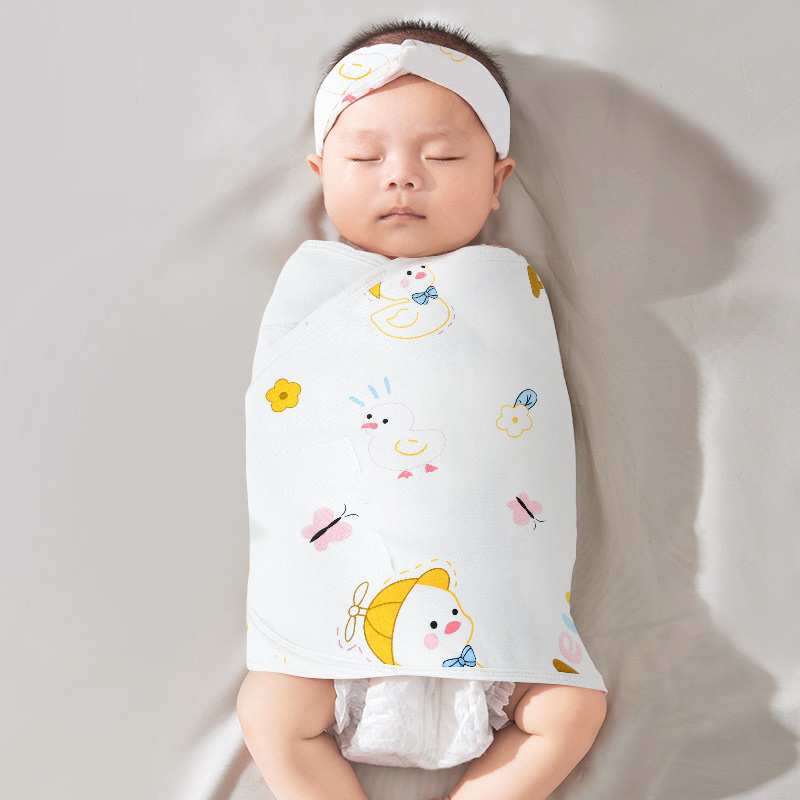 Khăn quấn cho bé sơ sinh chống giật mình, chất liệu cotton 2 lớp mềm mịn an toàn cho làn da bé kt 35*80