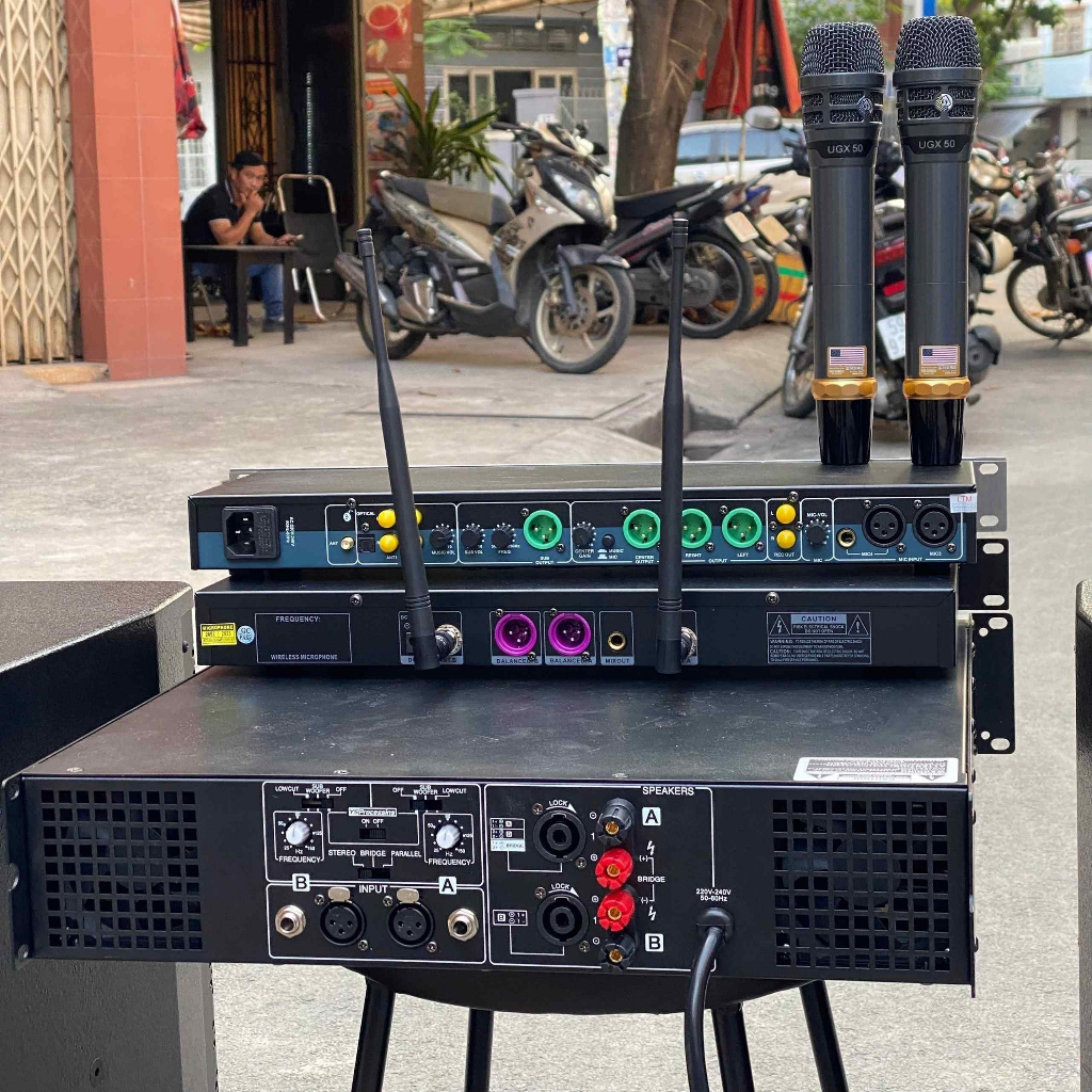 Combo Dàn Karaoke Loa Đôi Bass30, Đẩy Max9000Pro, Vang T68, Micro UGX50  Chất Lượng Cao