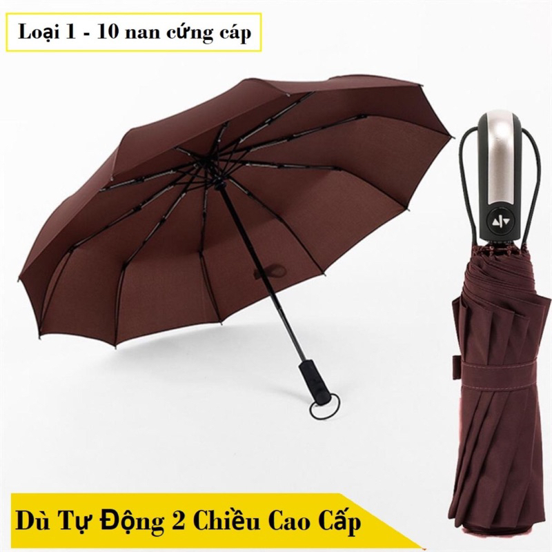 Ô Gấp Gọn Tự Động Đóng Mở 2 Chiều Loại To 10 Nan Cao Cấp Vải Chống Thấm