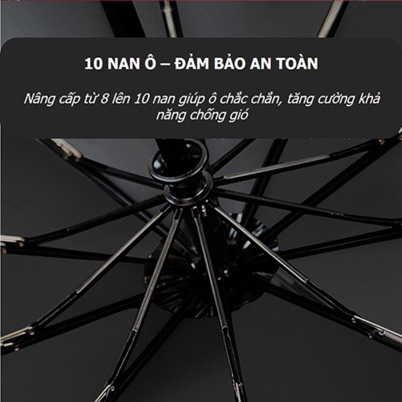 Ô Gấp Gọn Tự Động Đóng Mở 2 Chiều Loại To 10 Nan Cao Cấp Vải Chống Thấm