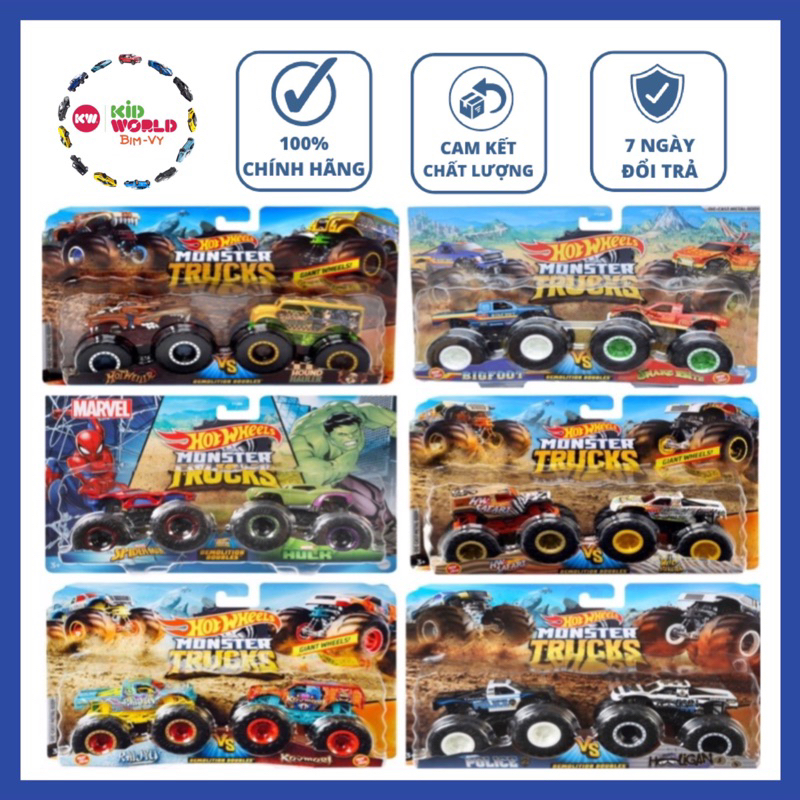 Xe mô hình Hot Wheels Monster Trucks Pack 2 FYJ64.