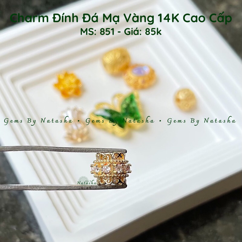 Charm Đính Đá Mạ Vàng 14K Cao Cấp