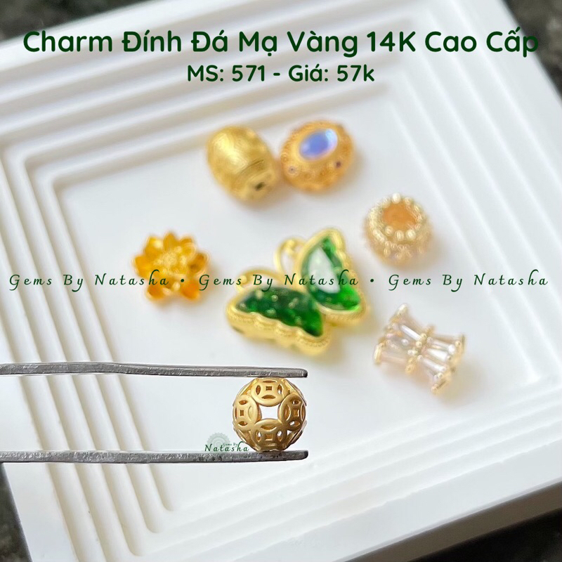 Charm Đính Đá Mạ Vàng 14K Cao Cấp