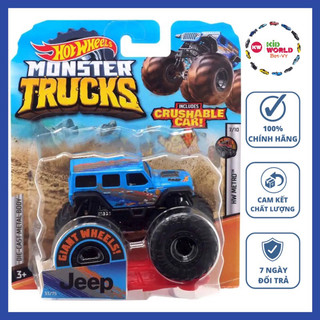 Xe mô hình Hot Wheels Monster Trucks Crushable Car Giant Wheels '18 Jeep Wrangler Unlimited GJF27.