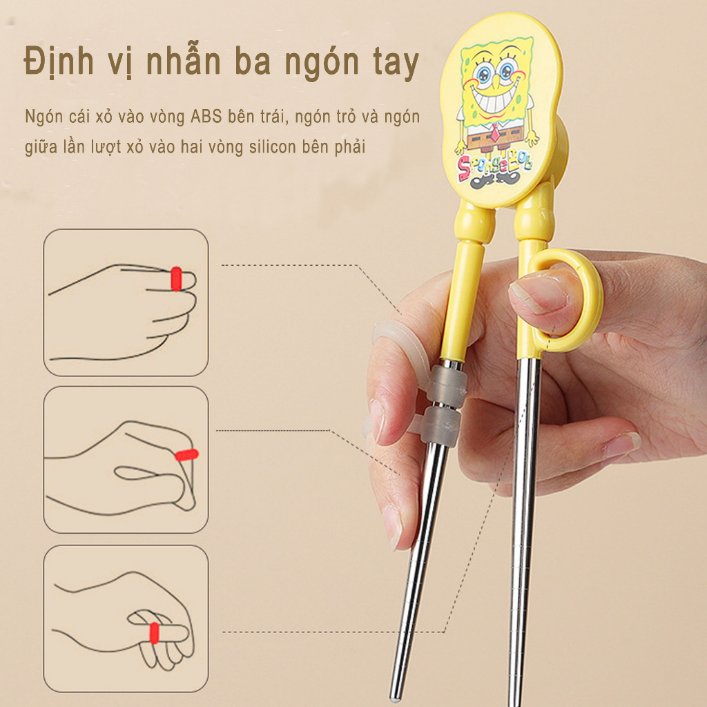 Đũa trẻ em dễ thương bằng thép không gỉ Đũa tập cho bé