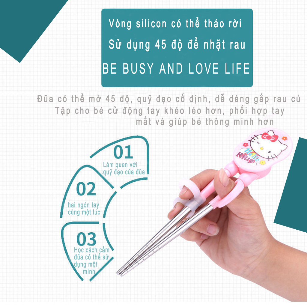 Đũa trẻ em dễ thương bằng thép không gỉ Đũa tập cho bé