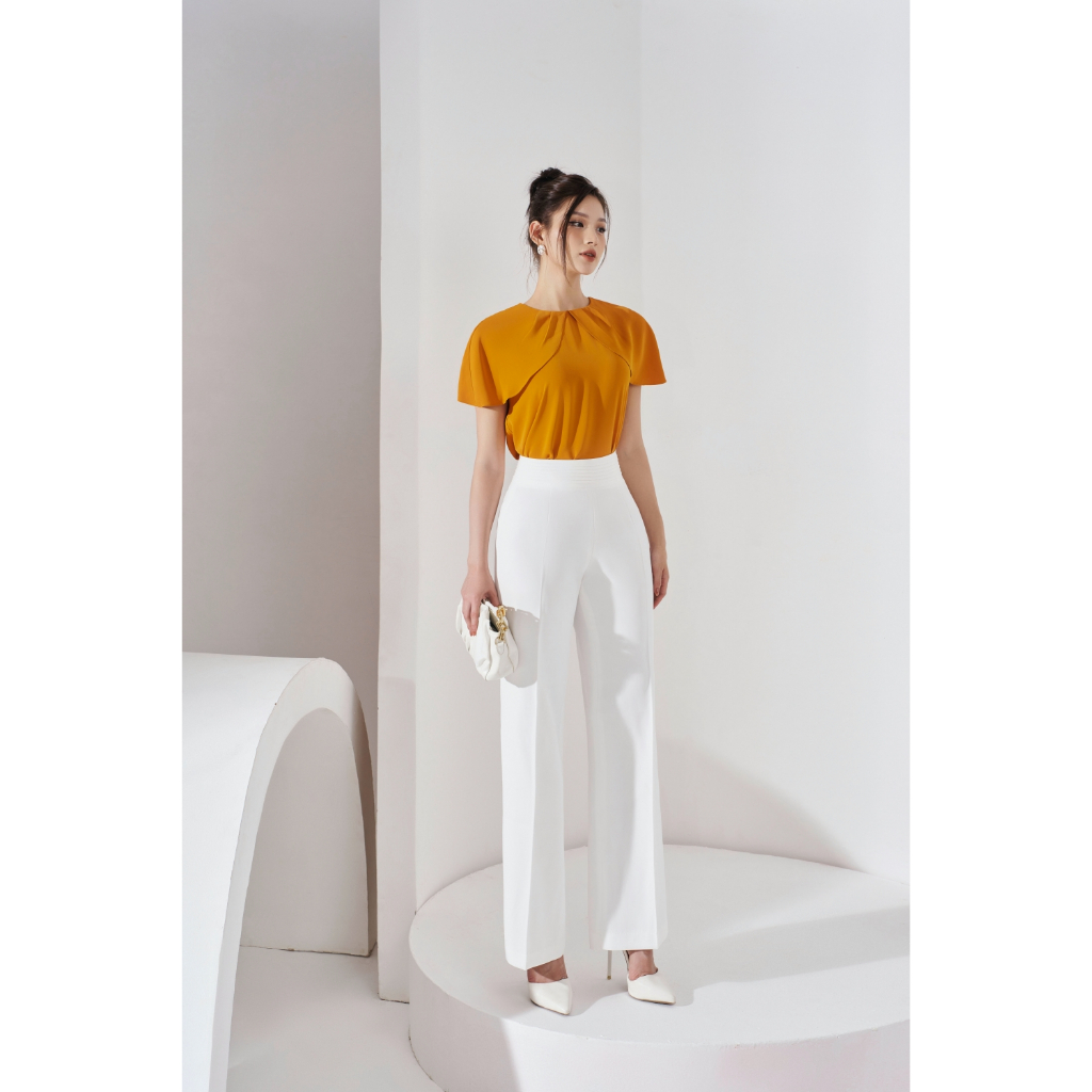 Áo Sơ Mi Nữ Cổ Tròn Vai Chờm Thời Trang Thanh Lịch By LEMIA Design - LA23148
