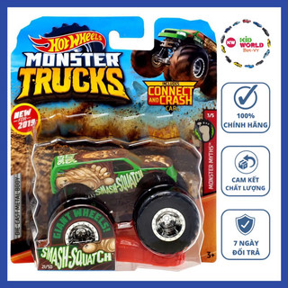 Xe mô hình Hot Wheels Monster Trucks Connect and Crash Smash - Squatch GBT49.