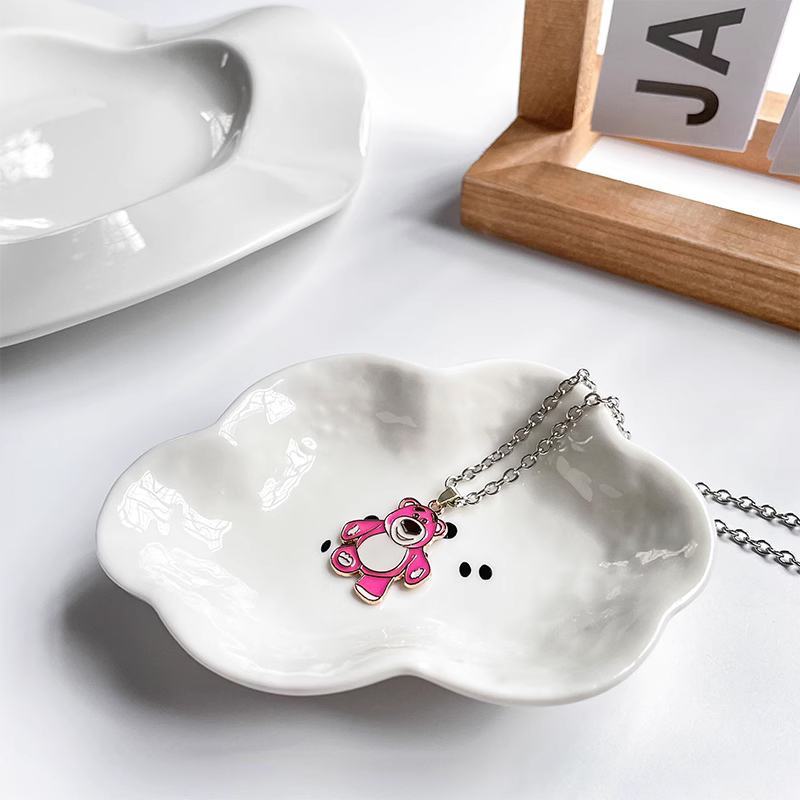 Beautycoco🍊Vòng cổ Mặt Hình Chú Gấu Nhỏ Hoạt Hình Màu Đỏ Đen Bằng Thép Không Gỉ Thời Trang Cho Học Sinh