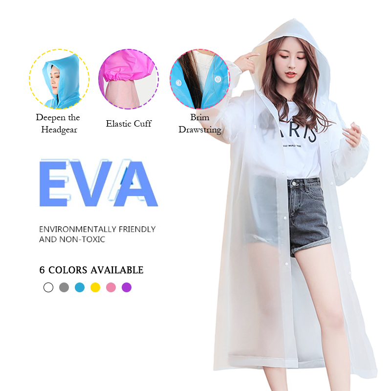 Áo mưa trong suốt,Áo Mưa dáng dài Vành Rộng 1 Người EVA Phong Cách Thời Trang chống nước Nhiều Màu Sắc Tuỳ Chọn