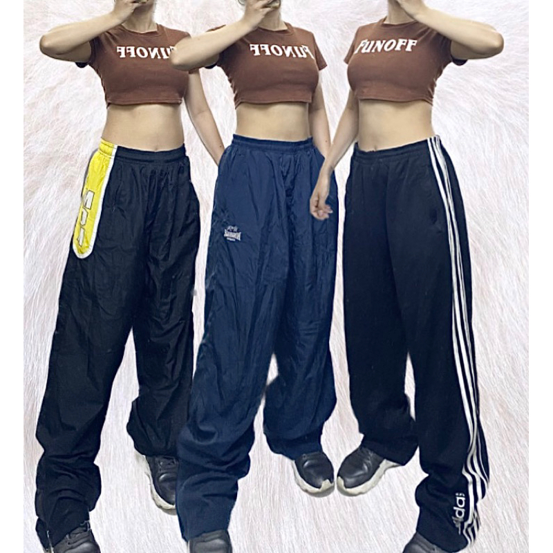 Quần gió thể thao nam nữ, quần parachute unisex 2hand, có bigsize