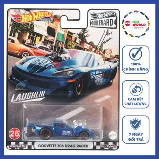 Xe mô hình Hot Wheels Premium Boulevard Series Corvette Z06 Drag Racer GRL96, bánh cao su.